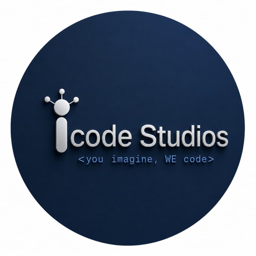 icode Studios — <you imagine, WE code> official logo